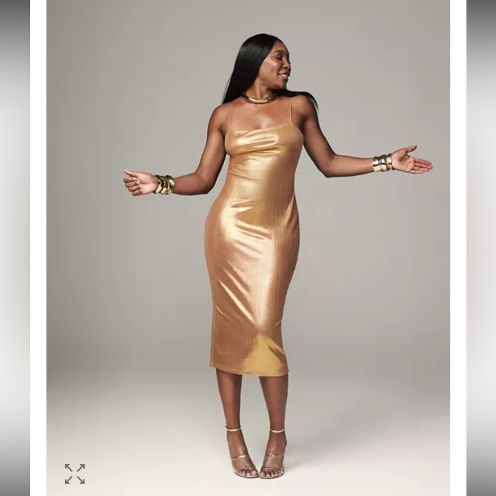 AQUA x Venus Williams Metallic Rib Slip Dress